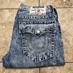 True Religion Men's Light Blue Straight Jeans
